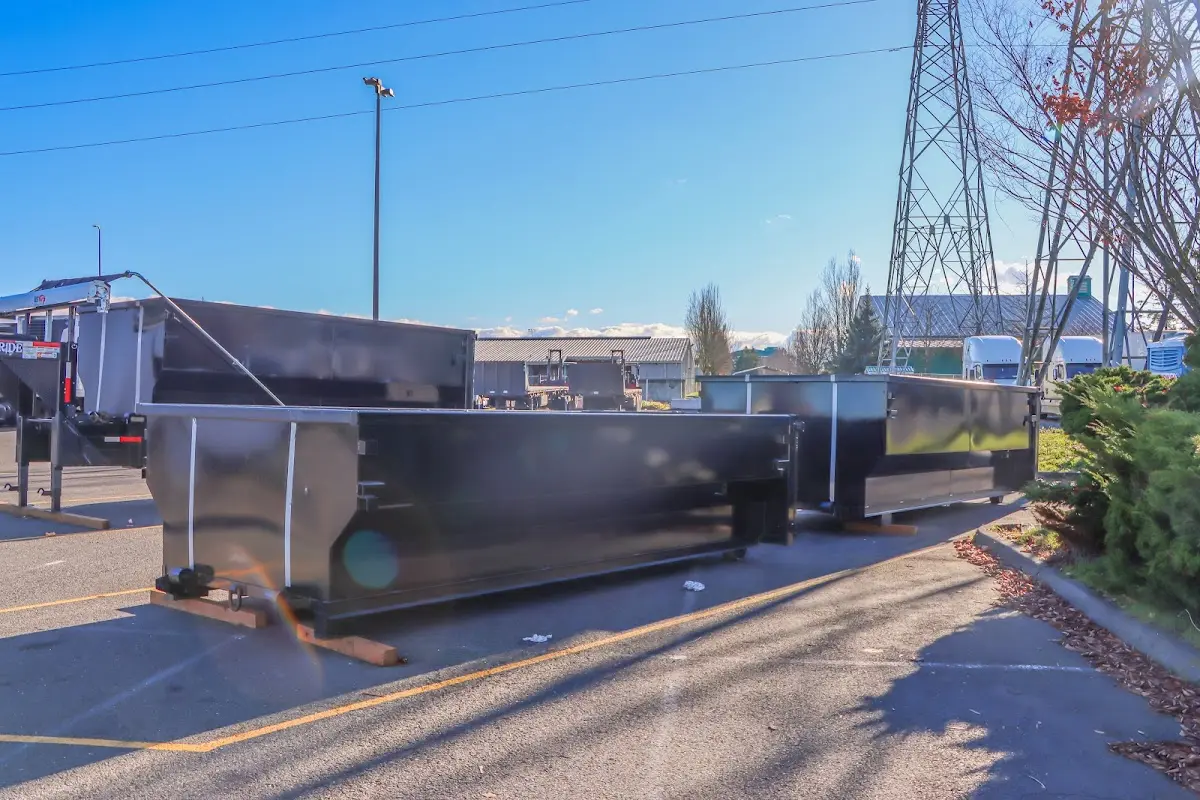 Roll-off dumpster ready for waste disposal at job site for 10 Yard Dumpster Rental in Midlothian